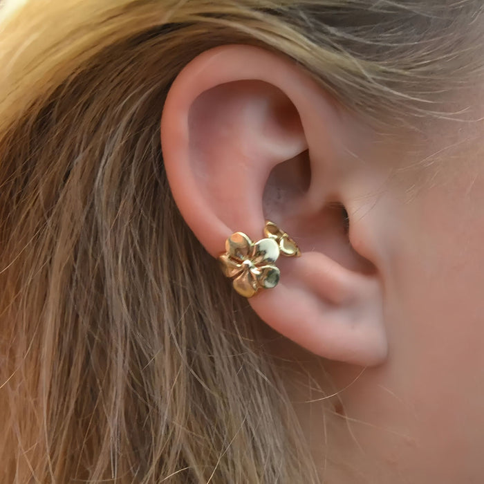 Wholesale Stainless steel flower earrings with high-end feel, no ear holes, ear bone clip, titanium steel earrings
