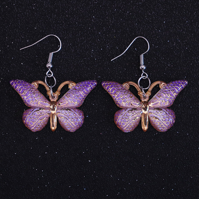 Wholesale Resin Earrings Fun Cute Retro Colorful Butterfly JDC-ES-niqing018