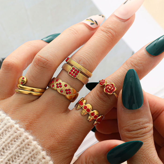 Wholesale Stainless Steel Serpent and Skull Motifs Rings