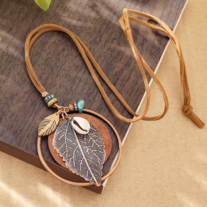 Wholesale Retro Bohemian Tassel Pendant Necklace Zinc Alloy Electroplated Geometric Pendant MOQ≥2