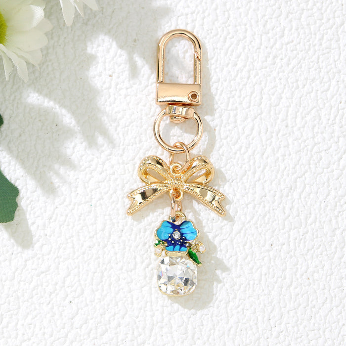 Wholesale Alloy Pearl Flower Keychain Bag Charm - Korean Style Jewelry Accessory for Women