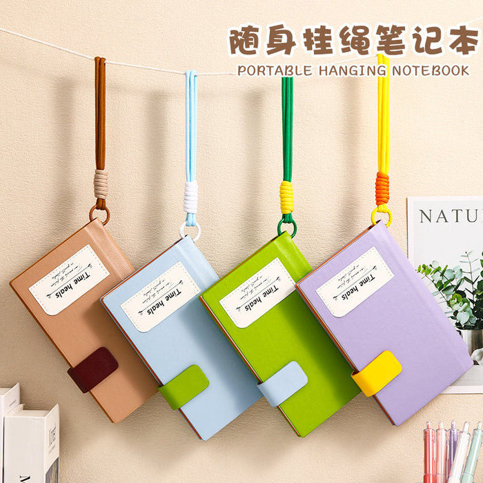 Wholesale Cartoon Lanyard Notebook A6 Portable Pocket Journal with Imitation Leather Cover DIY Accessory