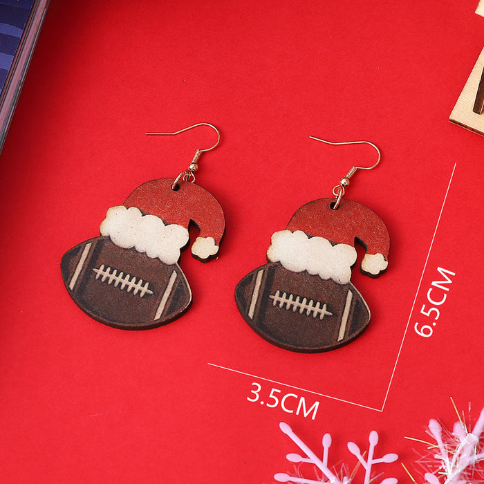 Wholesale Christmas Santa Hat Football Pendant Earrings