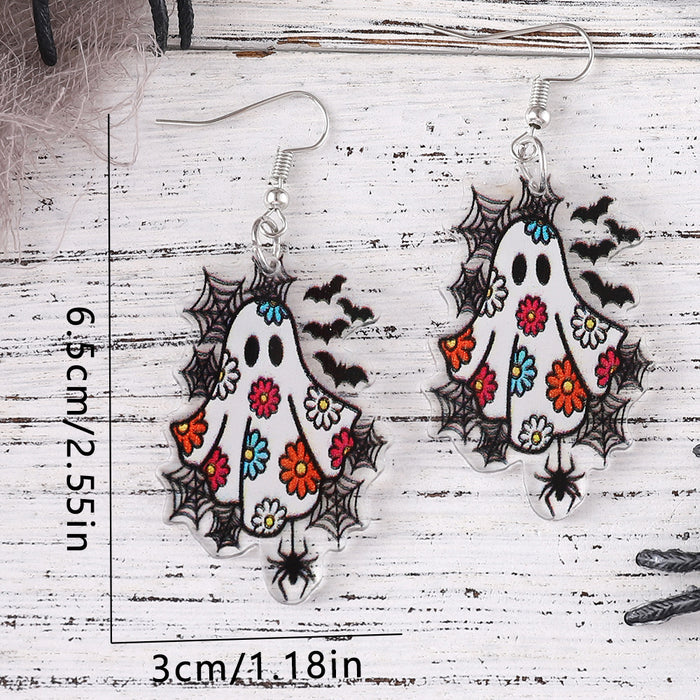 Wholesale  Cute Flowers Ghost Bat  Web Pendant Earrings Acrylic Earrings Gift