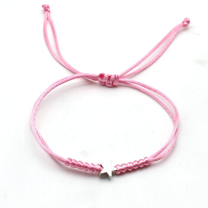 Wholesale Silver five-pointed star bracelet couple hand-woven red rope bracelet simple small jewelry