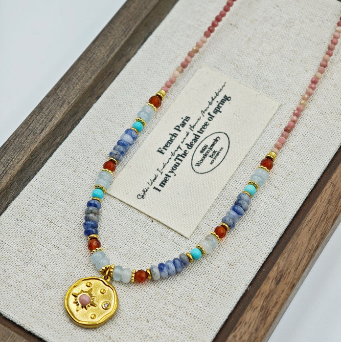 Wholesale Natural stone bead necklace, light luxury, high-end pearl sweater, chain lock, bone chain