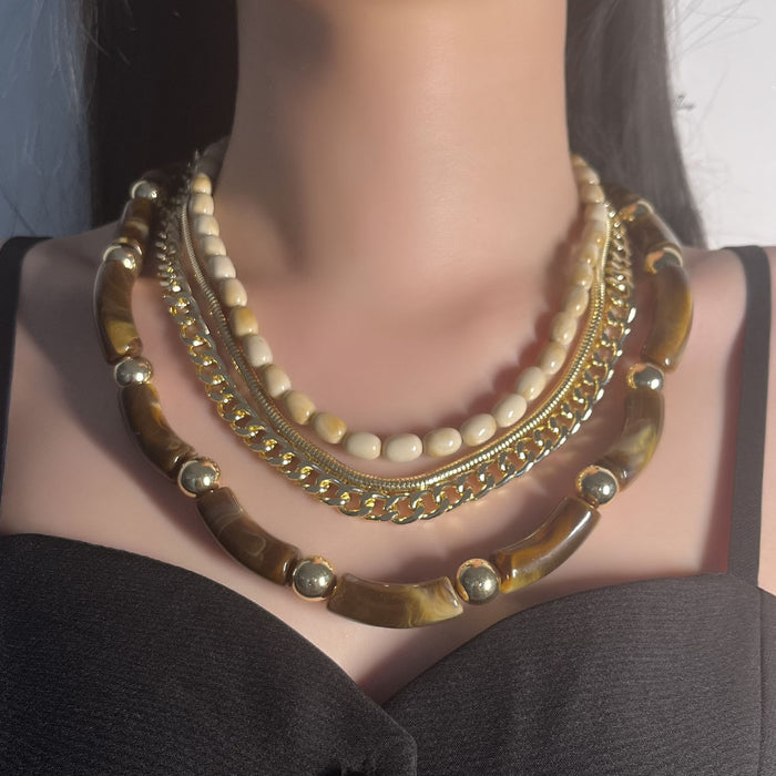 Wholesale Multi-layer Stacked Chain Bamboo Necklace Fashion Women's Necklace