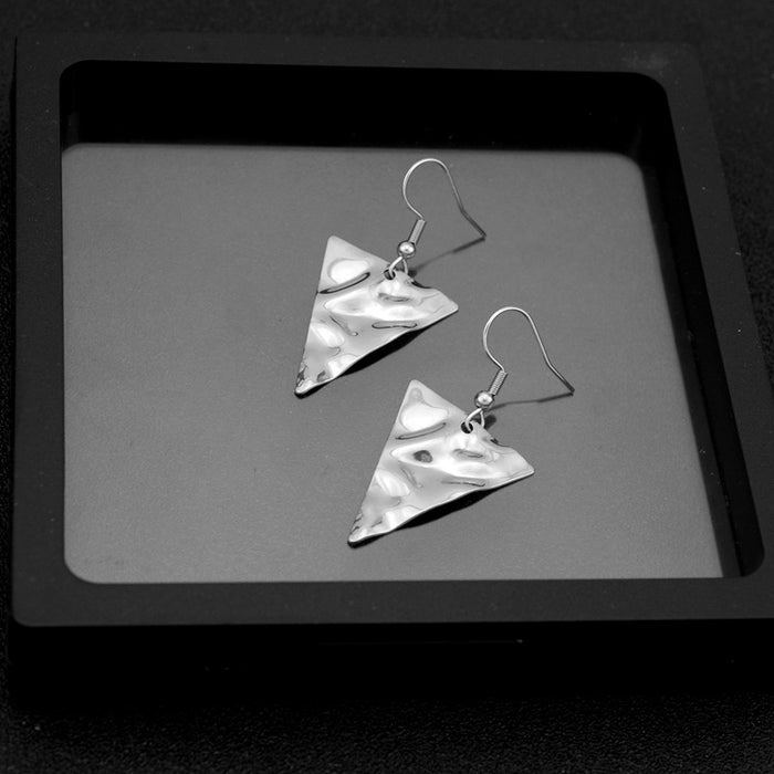 Wholesale Concave and Convex Triangular Titanium Steel Earrings JDC-ES-LvZ002