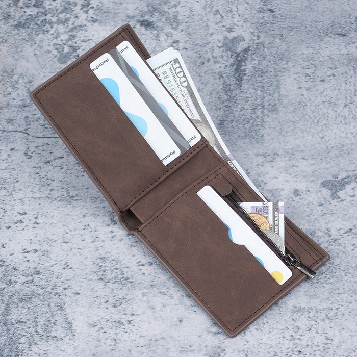 Wholesale Retro Men' s Short Wallet 2-Fold Multi-Card PU Black Wallet Fashion Accessory