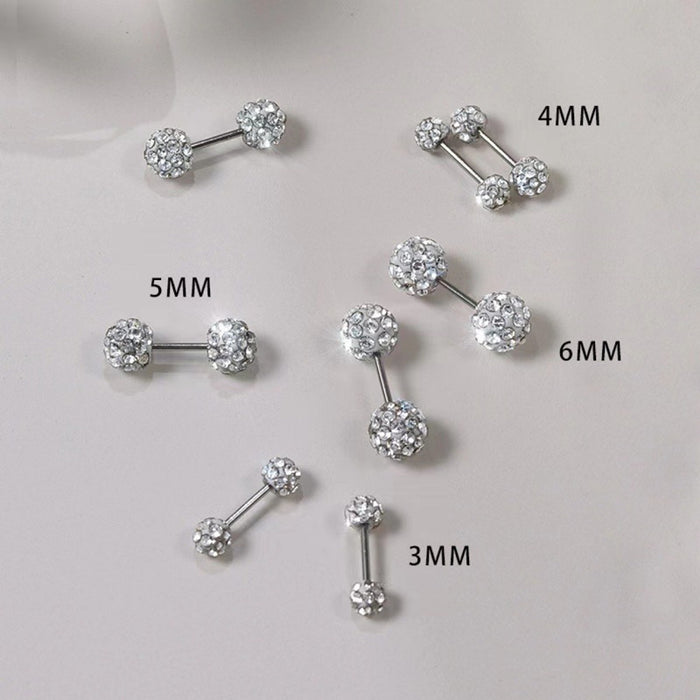 Wholesale Double-headed spiral diamond ball earrings