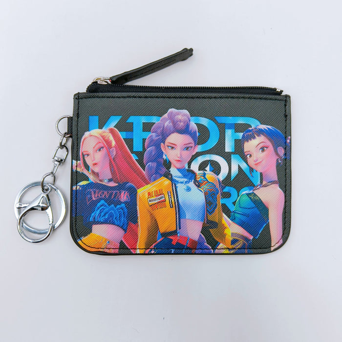 Wholesale K-POP Cartoon Leather Wallet with Keychain Pendant