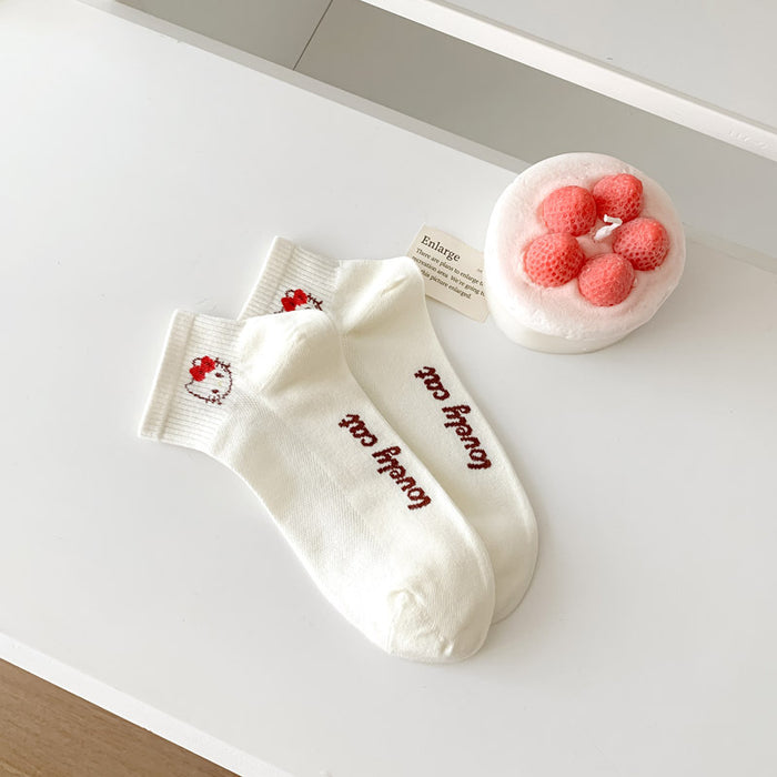 Wholesale Socks, short tube boat socks, combed cotton, college wind flower edge socks