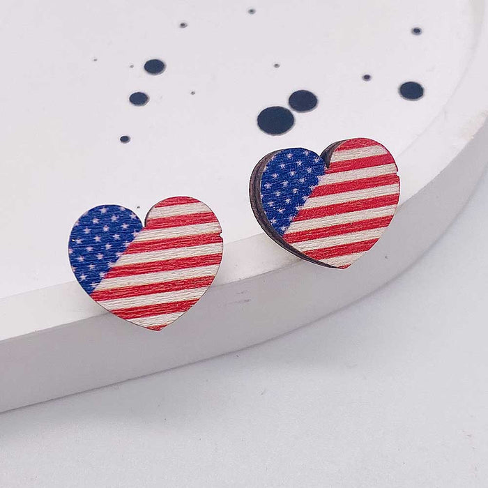 Wholesale United States Independence Day wooden star earrings JDC-ES-Susheng011