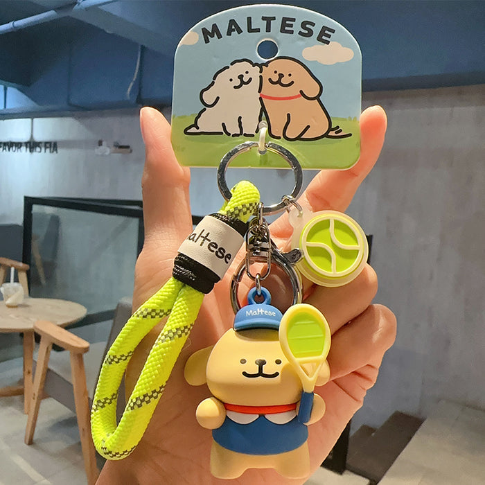 Wholesale  Sports Badminton Baseball Puppy Keychain Female Cute Couple School Bag Small Hanging Ornaments