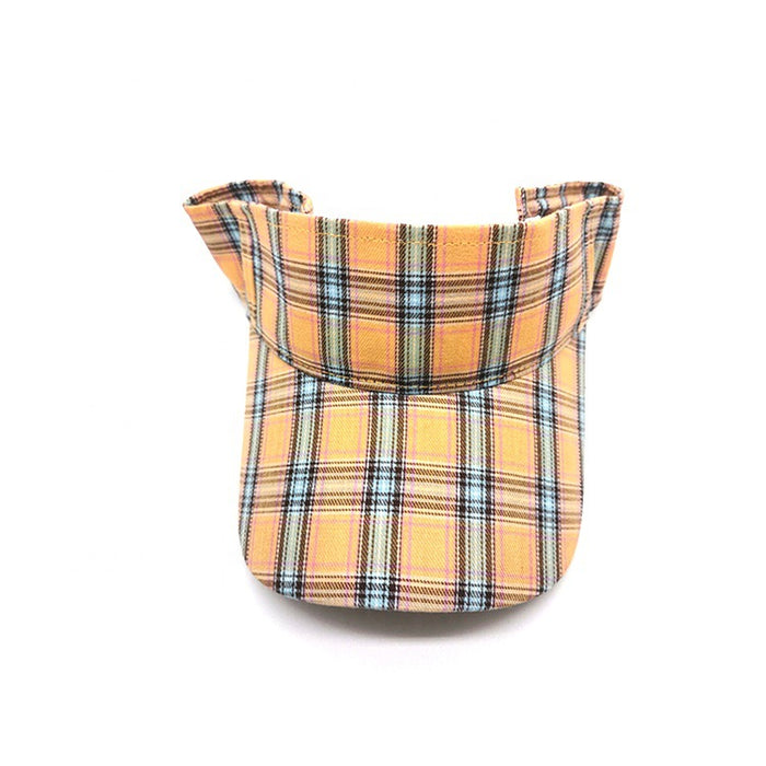 Wholesale Yellow checkered top hat with UV protection for outdoor activities such as running, hiking, sun protection, and sun shading