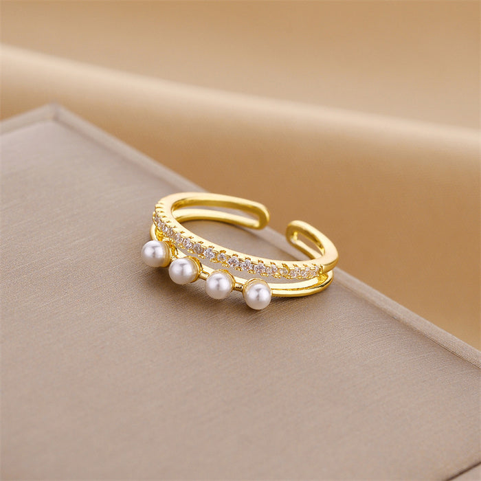 Wholesale Copper Pearl Zircon Open Ring JDC-RS-ChengY001