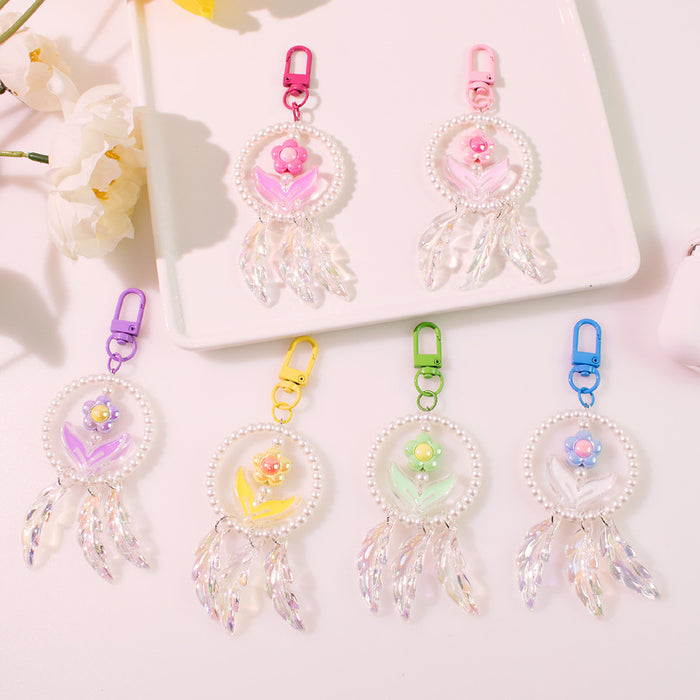 Wholesale Pearl Flower Acrylic Keychain JDC-KC-YChen011