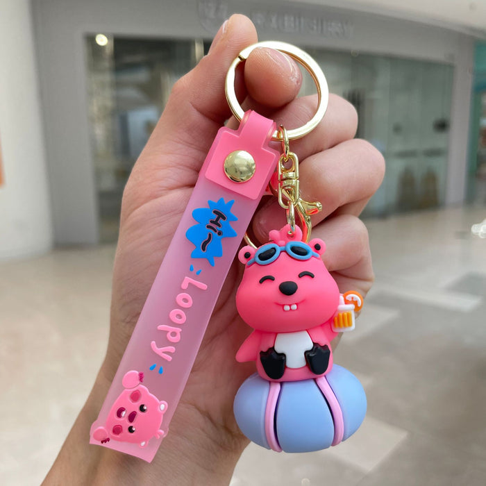 Wholesale Leisure Little Beaver Keychain Cartoon Doll Cute Backpack Pendant Car Keychain Pendant Small Gift