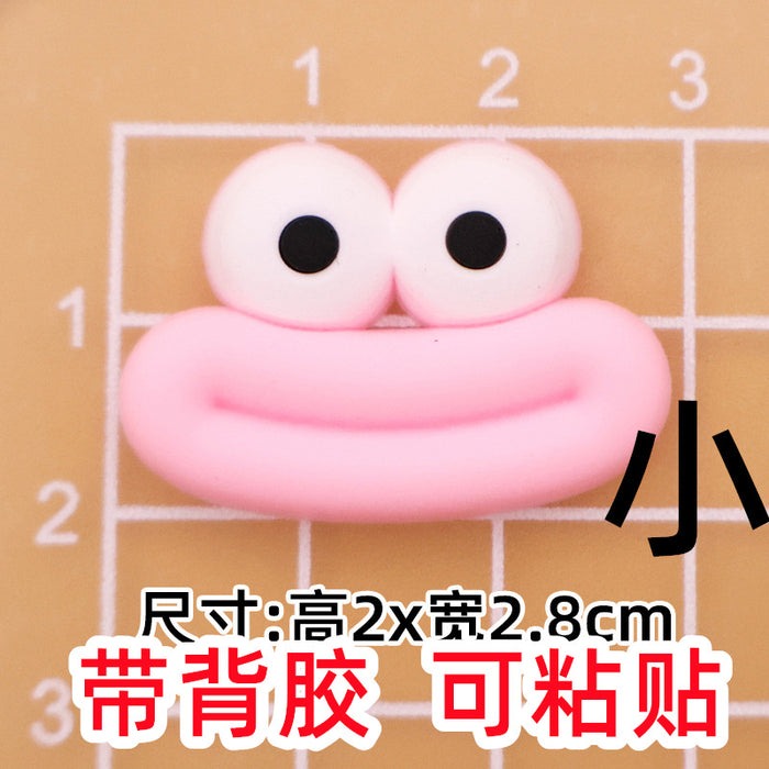 Wholesale 5pcs Big Small size cartoon sausage mouth eyes charger protective cover plush toy hairpin phone case accessories