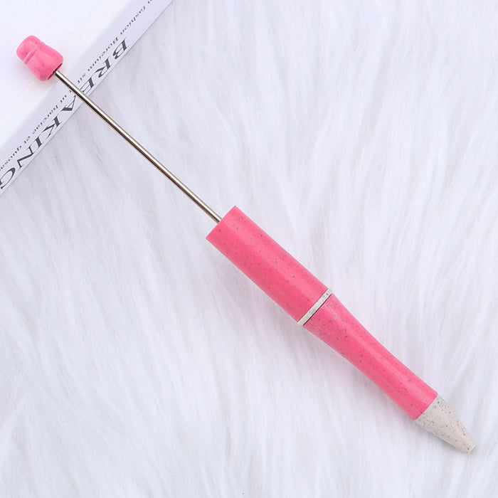 Wholesale Wheat Straw Material Plastic Bead Pen JDC-PN-JinBaiNian001