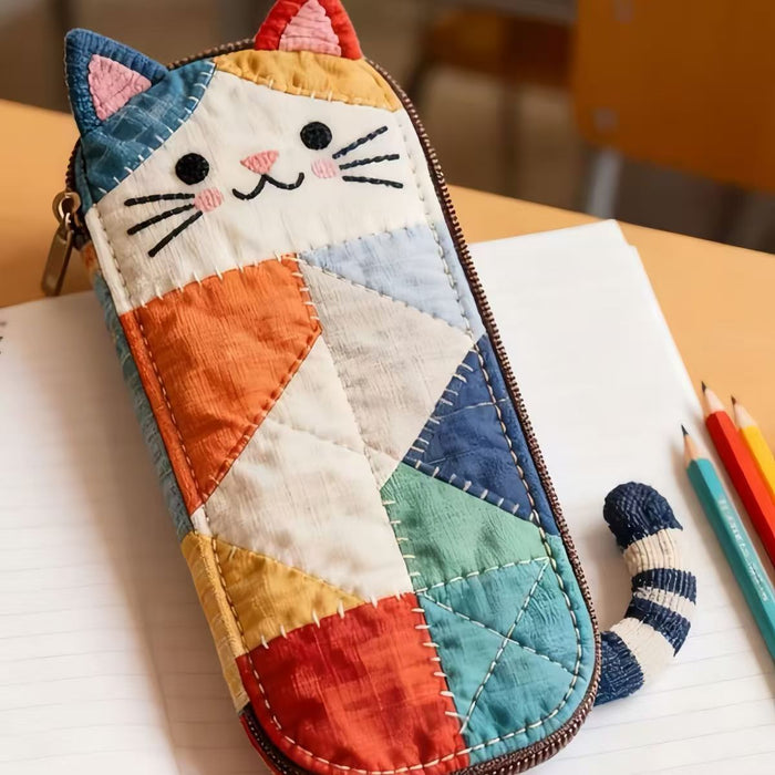 Wholesale Cotton Patchwork Kitten Pen Case - Trendy Portable Pencil Storage