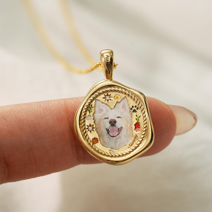 Wholesale Simple and cute cat and dog pattern photo album pendant necklace