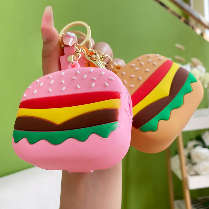 Wholesale Creative new hamburger coin purse keychain fashion bag small pendant exquisite cute gift