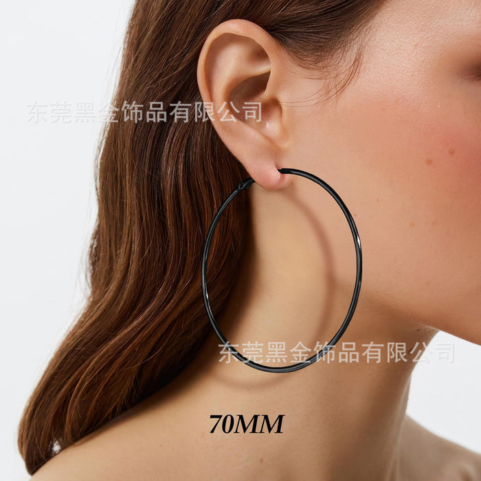 Wholesale Stainless Steel Large Round Wire Earrings JDC-ES-HeiJ001