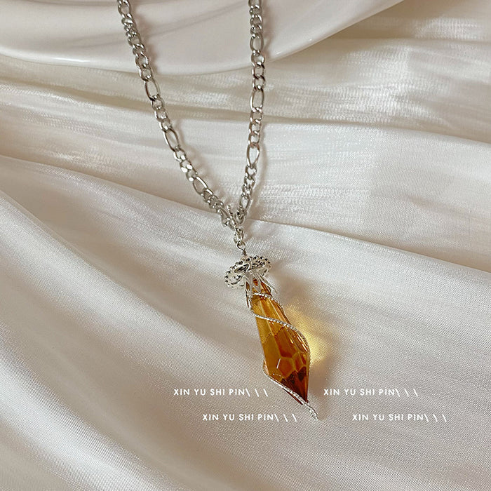 Wholesale Yellow Crystal Spirit Pendant Necklace