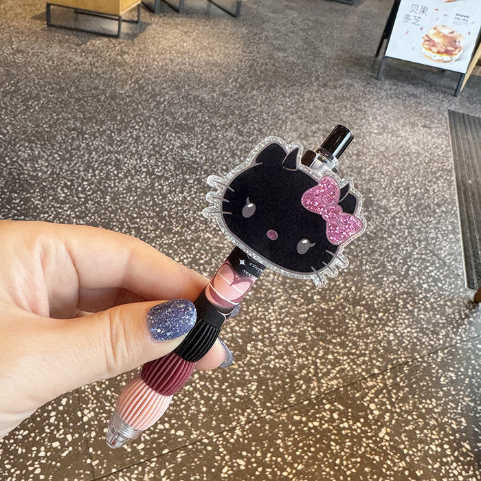 Wholesale Cute black pen press  student girlfriends pendant limited ballpoint pen high color value cute girl heart