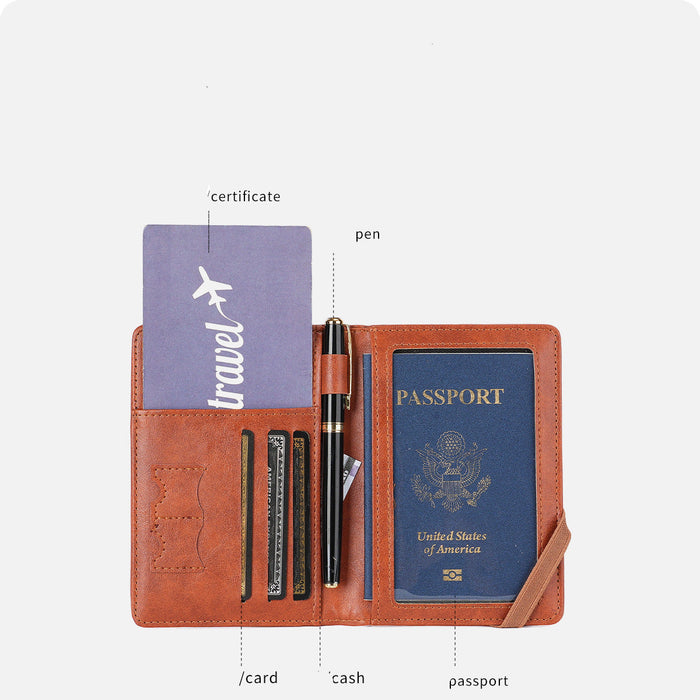 Wholesale Modern Black PU Passport Holder with Vaccine Card Slot - Travel Essential