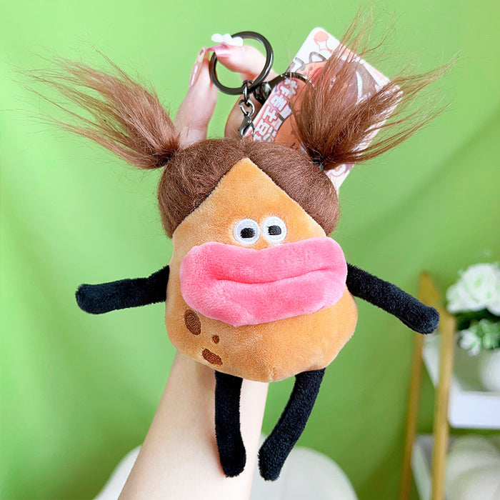 Wholesale Creative Plush Cute Fried Potato King Cartoon Car Keychain Bag Pendant Couple Small Gift