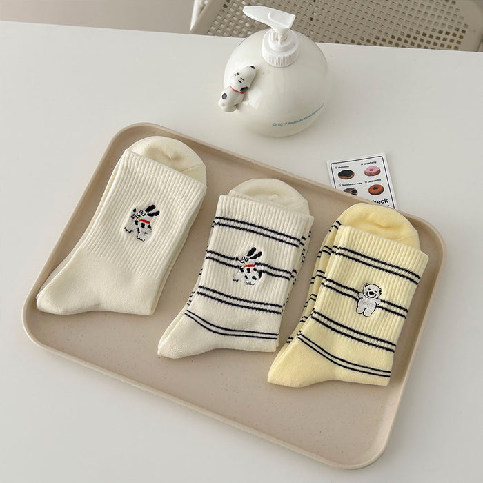 Wholesale Cute striped mid tube socks, casual pile socks