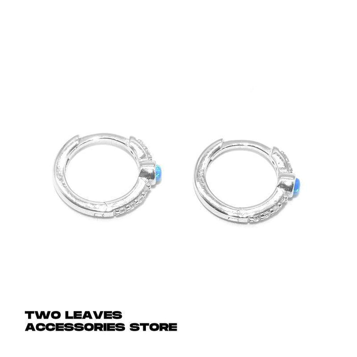 Wholesale Same style earrings with double ring and plain ring, new niche design, high-end earrings, men's temperament, versatile and trendy earrings