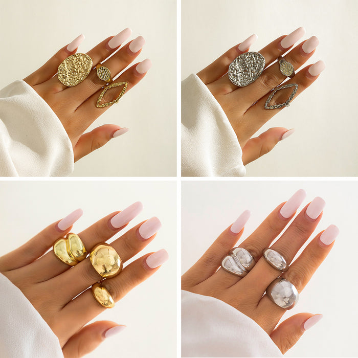 Wholesale ENiche trend design geometric arc ring joint ring exaggerated open set ring