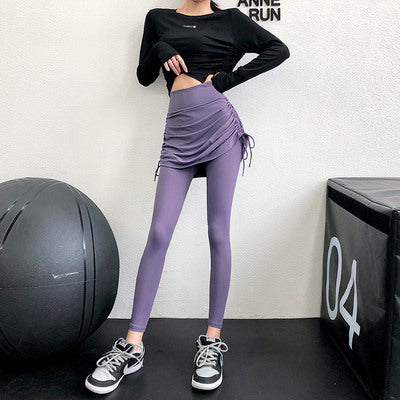 Wholesale Fitness Skirts, Stretch Body Shaping Yoga High Waist and Hip Lifting Strap Tight Sports Pants