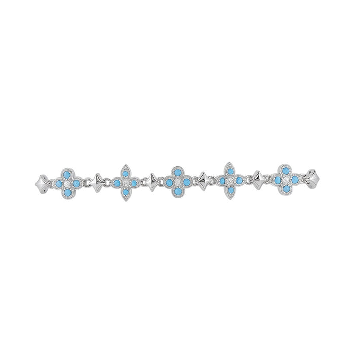 Wholesale Copper Zircon Flower Double-Layer Adjustable Bracelet Jewelry Accessory