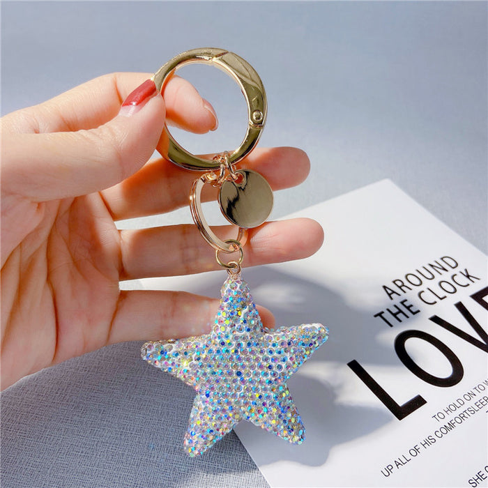 Wholesale Rhinestone Five-pointed Star Keychain JDC-KC-LX056