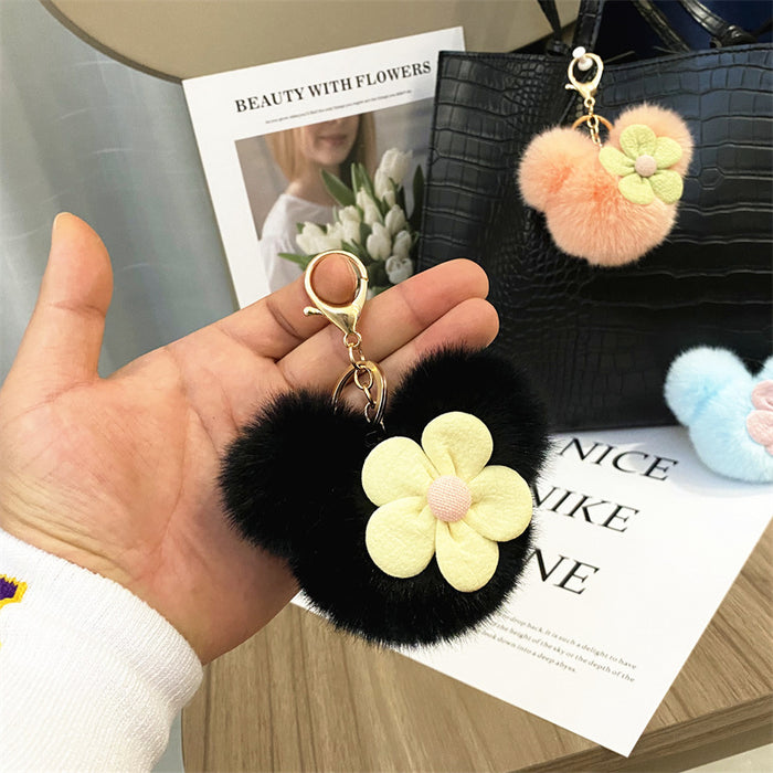 Wholesale Creative Cartoon Head Keychain Cute Plush Bag Pendant Car Key Chain Pendant Accessories Small Gift