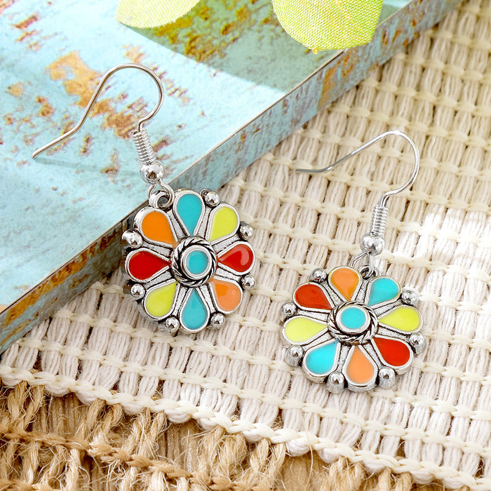 Wholesale 2pcs Vintage Ethnic Style Turquoise Earrings Bohemian Jewelry