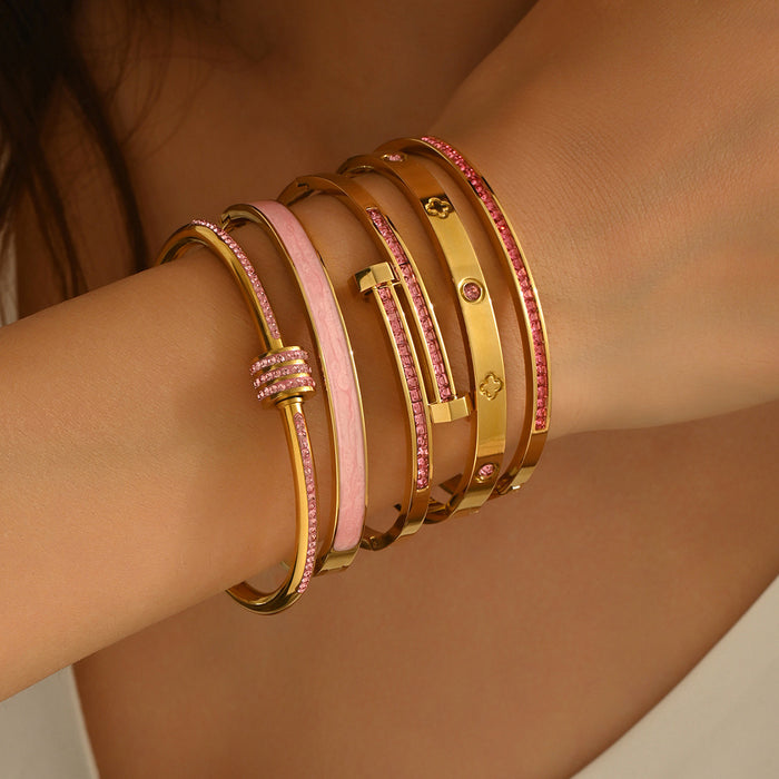 Wholesale Stainless Steel Diamond-Set Bracelet