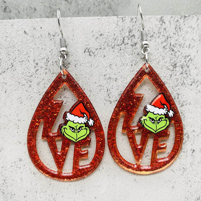 Wholesale Acrylic Christmas Earrings Red Santa Hat Tree Pendant Fashion Accessory MOQ≥2