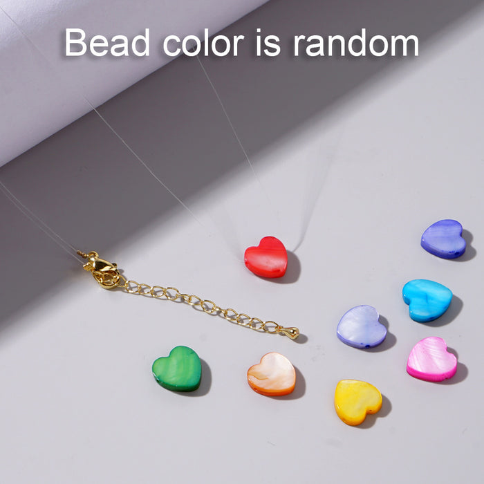 Wholesale Random Color Fish Line Colorful Shell Heart Necklace JDC-NE-GWL001