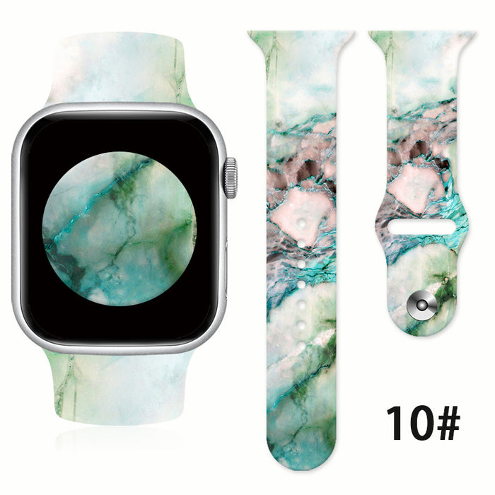 Wholesale Silicone Jade Abstract Style Printed Watch Strap JDC-WD-NuoQi094