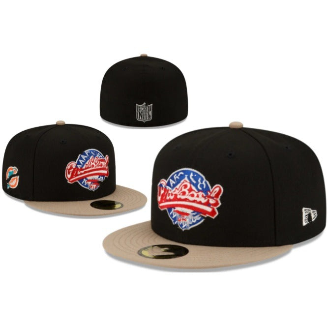 Wholesale Football fully enclosed large head circumference baseball cap outdoor non-adjustable flat brim hat