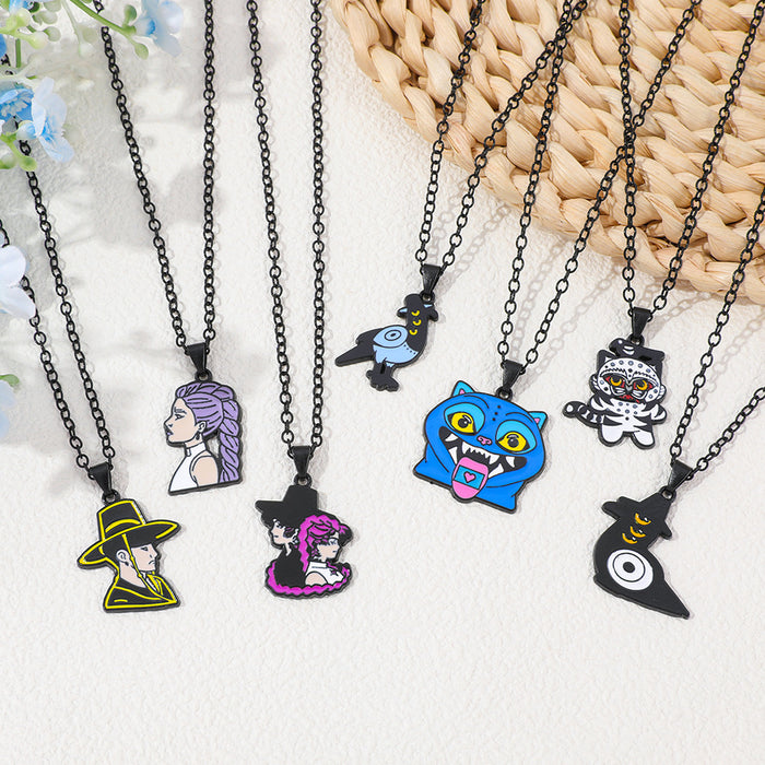 Wholesale K-pop necklace with cartoon dripping oil pendant