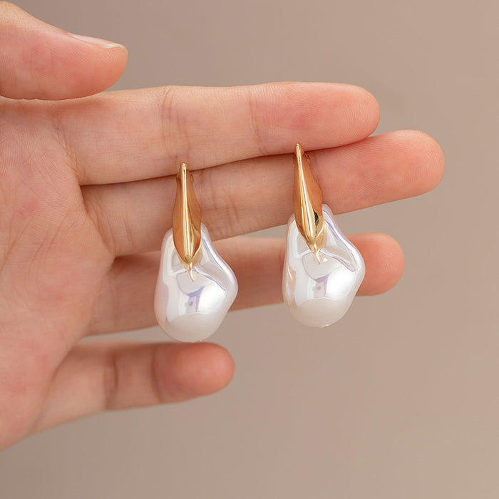 Wholesale Irregular pearl ear needle fold geometric ear clip painless