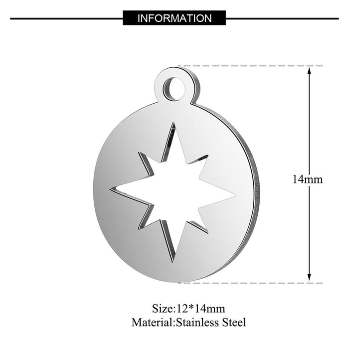 Wholesale 10 pcs/pack Heart Sun Yoga Star Moon Dog Claw Cat Fox Clover Stainless Steel Pendant JDC-PT-QZ003