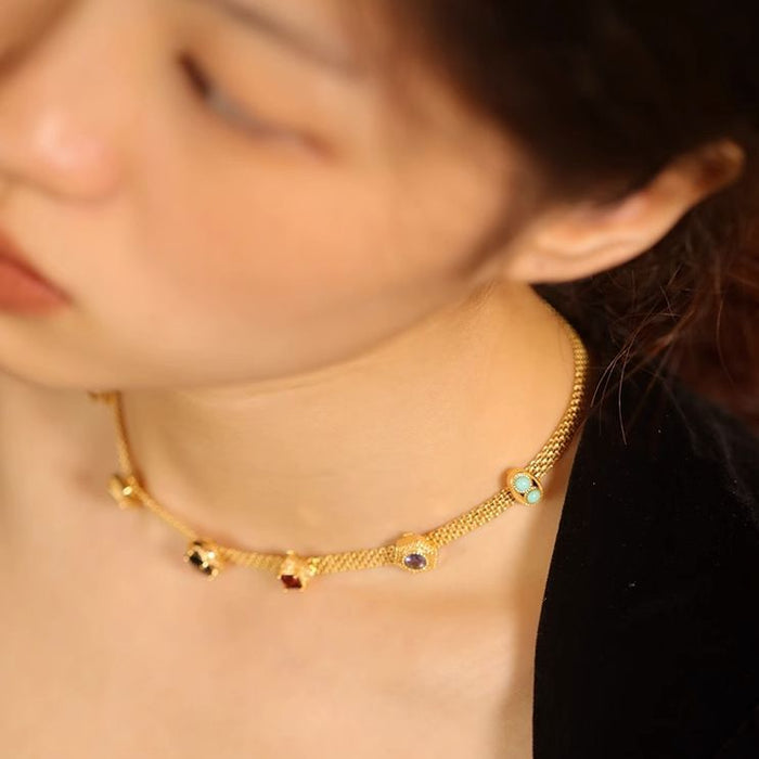 Wholesale Rainbow Color Copper Zircon Necklace JDC-NE-YiPY001