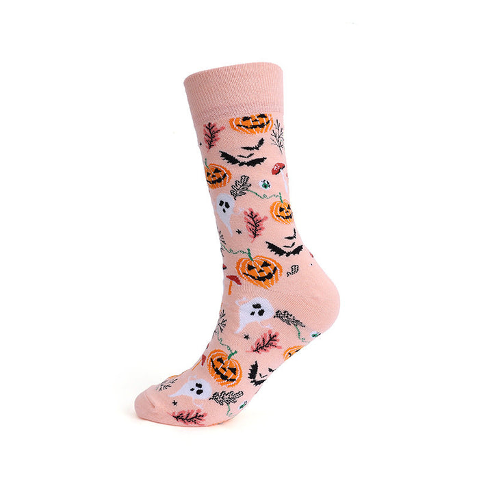 Wholesale Halloween Pumpkin Skull Cotton Socks  JDC-SK-HuaLang001